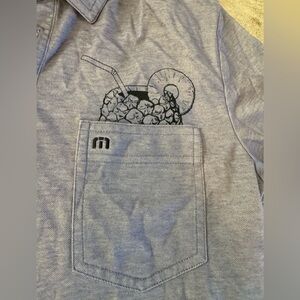 Travis Mathew Skydiver Mens Golf Polo Pineapple Cocktail Drink Pocket Sz S Gray